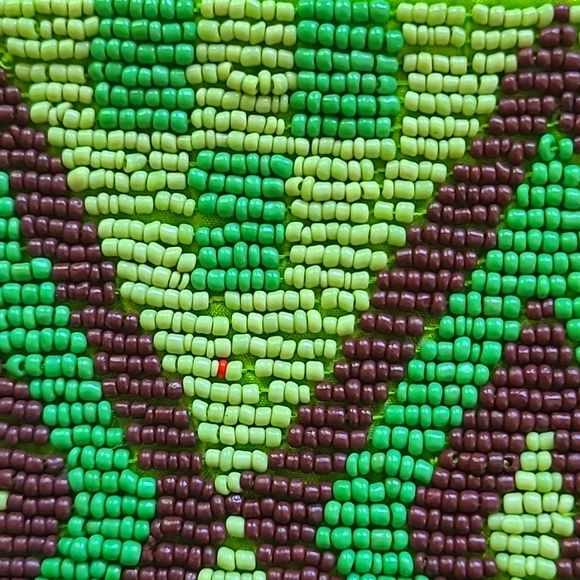 Vintage Beaded Wristlet Green Diamond Embellished Boho Wallet Mini Coin Purse - Picture 5 of 8